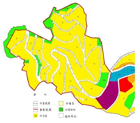 士林區第一期市地重劃範圍及土地使用分區示意圖