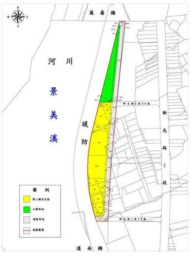 文山區第一期市地重劃範圍及土地使用分區示意圖